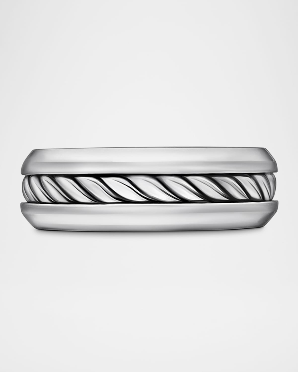 8mm Men's Cable Ring in Silver
