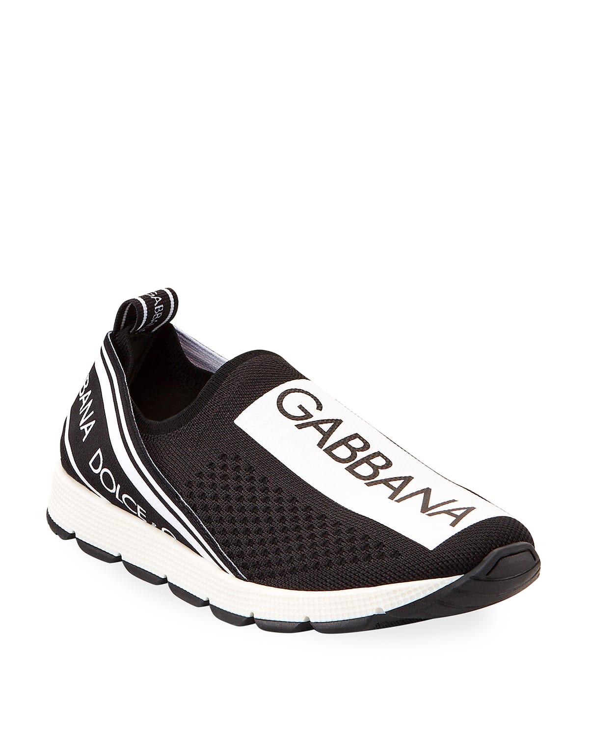 Dolce & Gabbana Teen Logo-print Sock-style Sneakers In Black