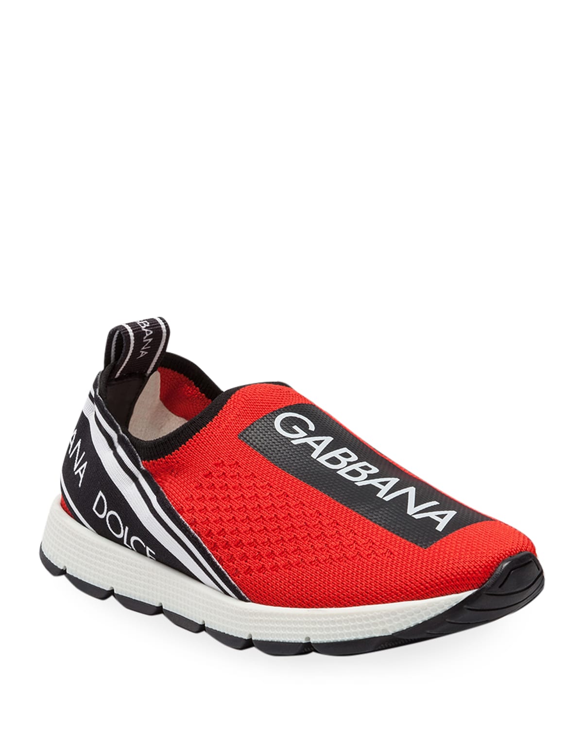 Dolce & Gabbana Logo Knit Slip-on Sneaker In Red