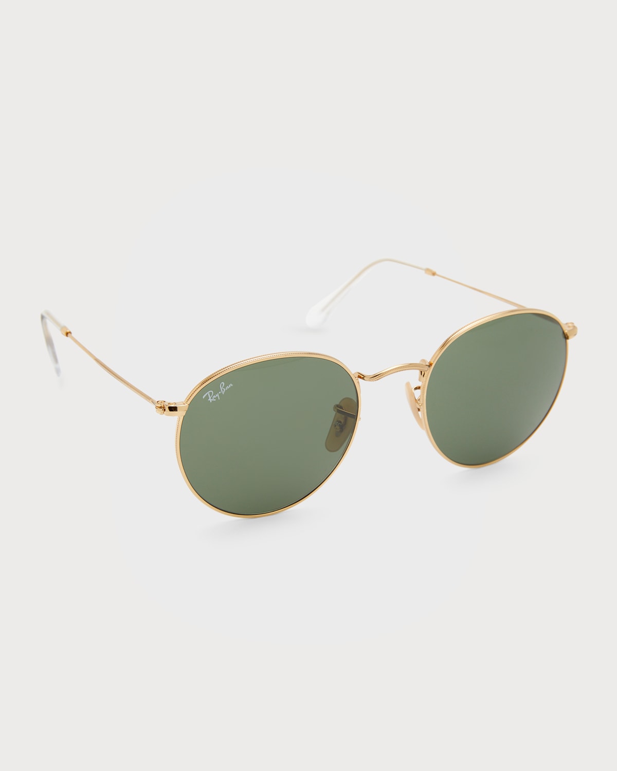 Ray Ban Round Monochromatic Metal Sunglasses In Gold / Green