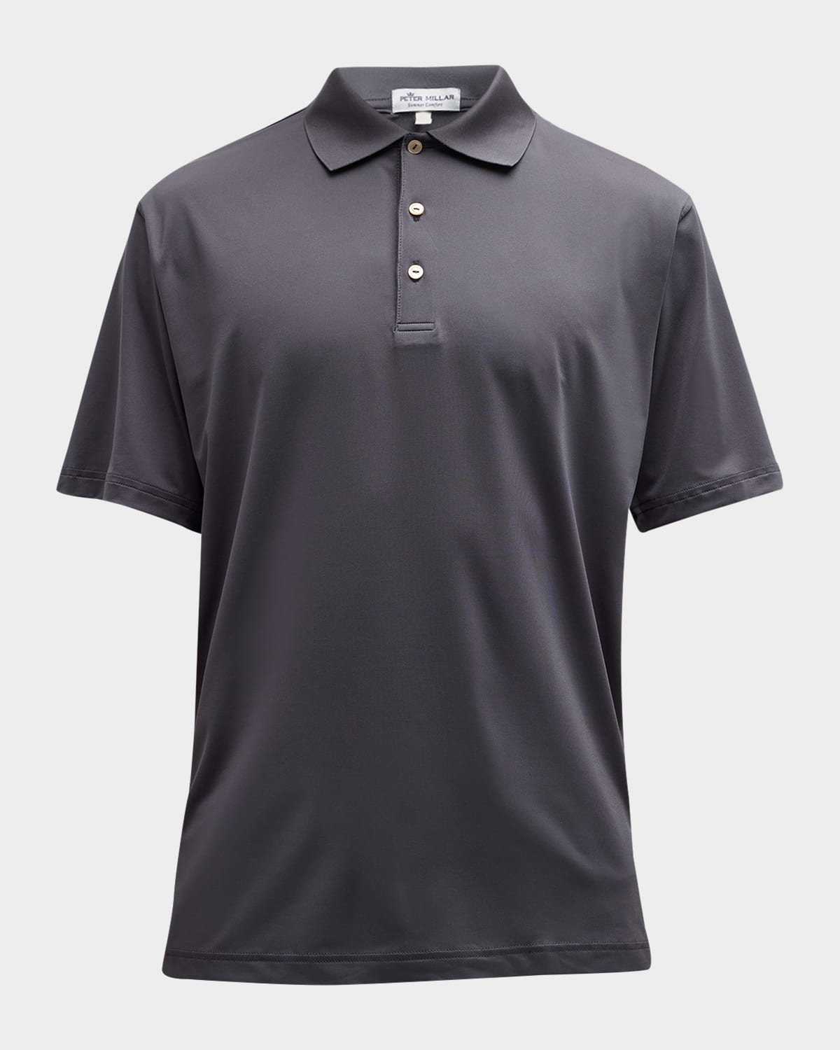 Peter Millar Men's Stretch-jersey Polo Shirt In Iron