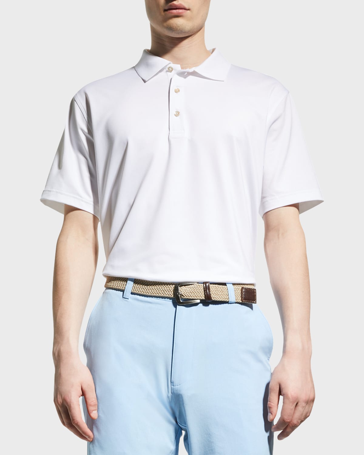 Shop Peter Millar Men's Stretch-jersey Polo Shirt In White