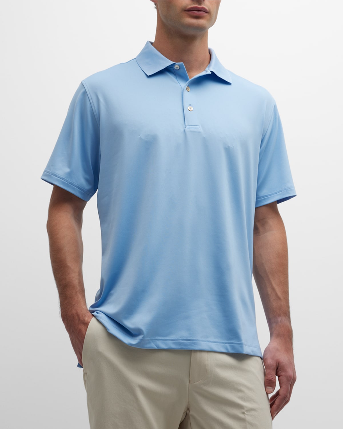 Peter Millar Men's Stretch-jersey Polo Shirt In Cottage Blue