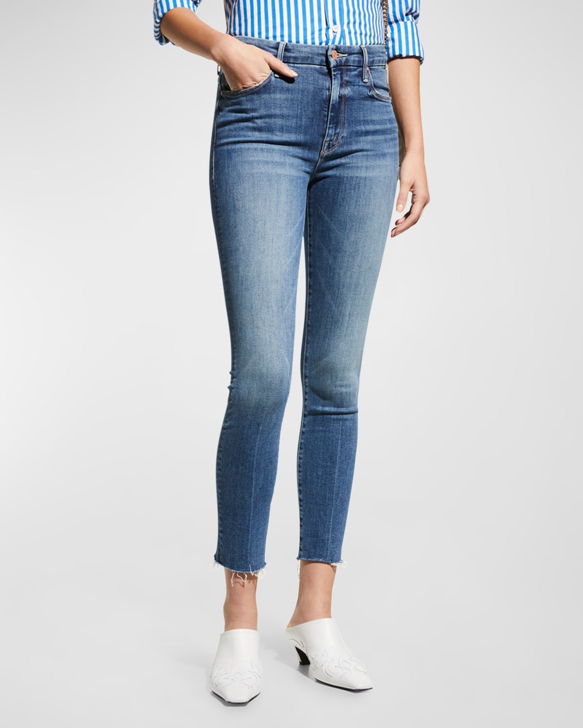 MOTHER Looker High-Waist Ankle Skinny Jeans