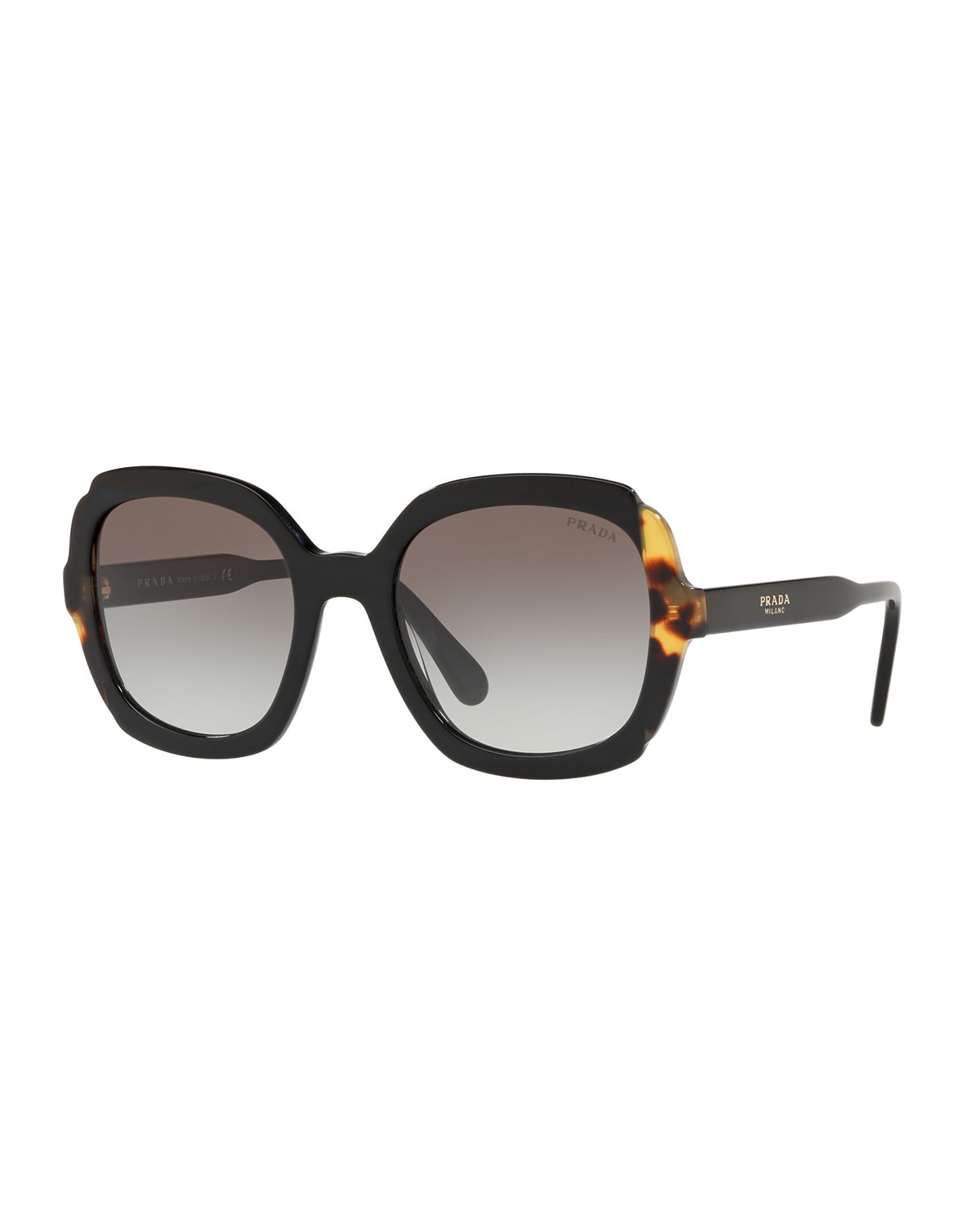 Prada Mirrored Acetate Sunglasses In Black / Havana