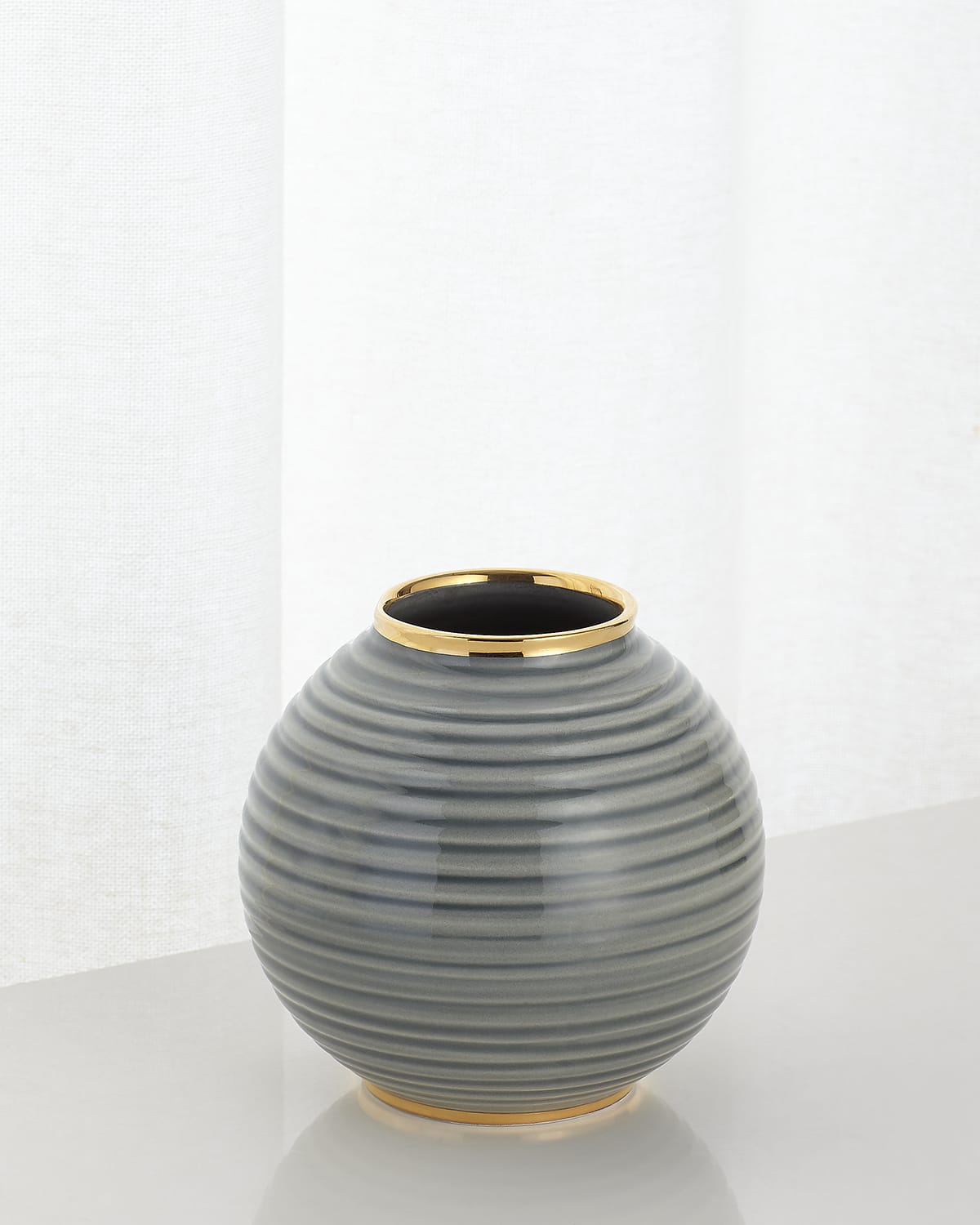 Shop Aerin Calinda Round Vase In Gray