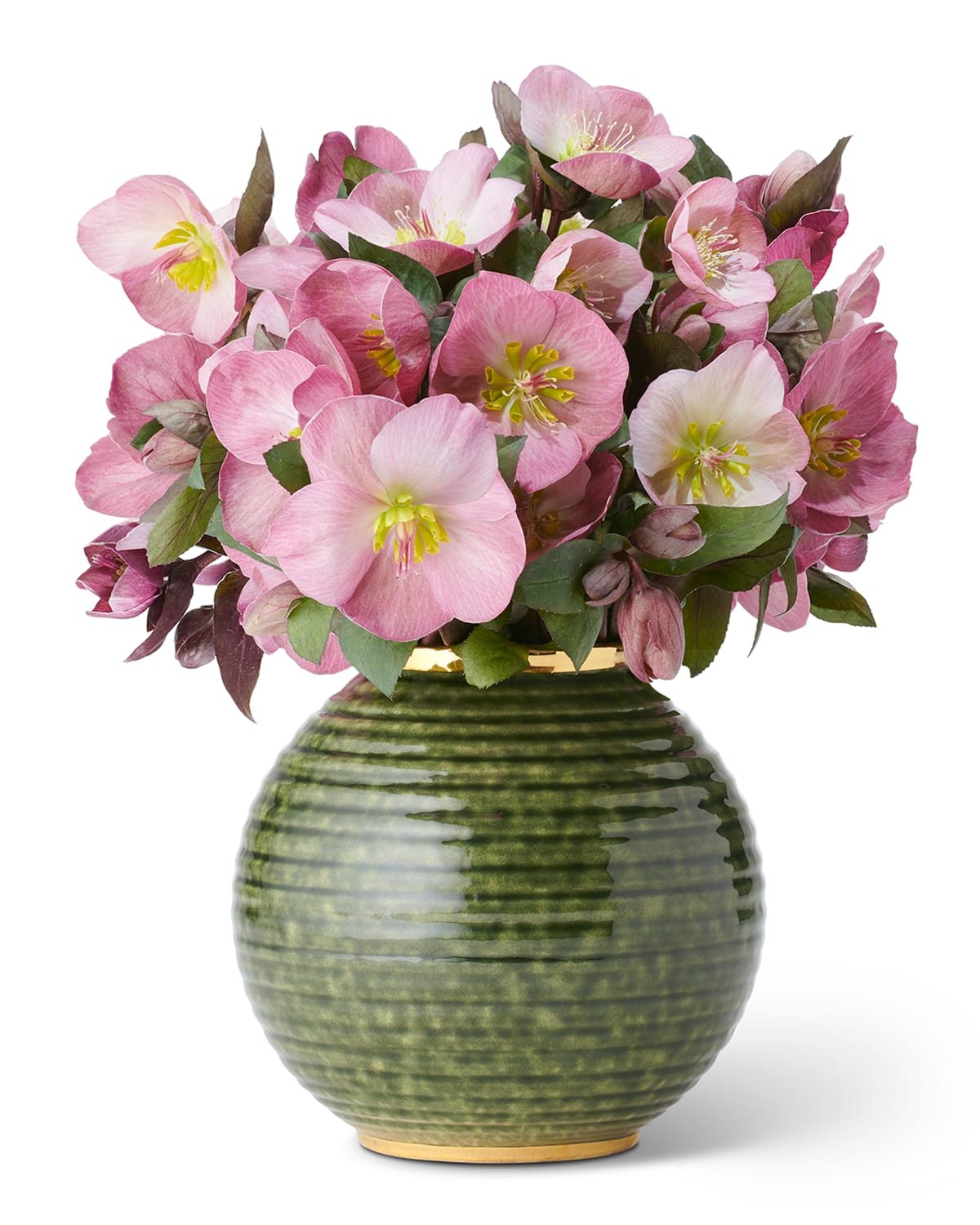 Aerin Calinda Round Vase In Forest Green