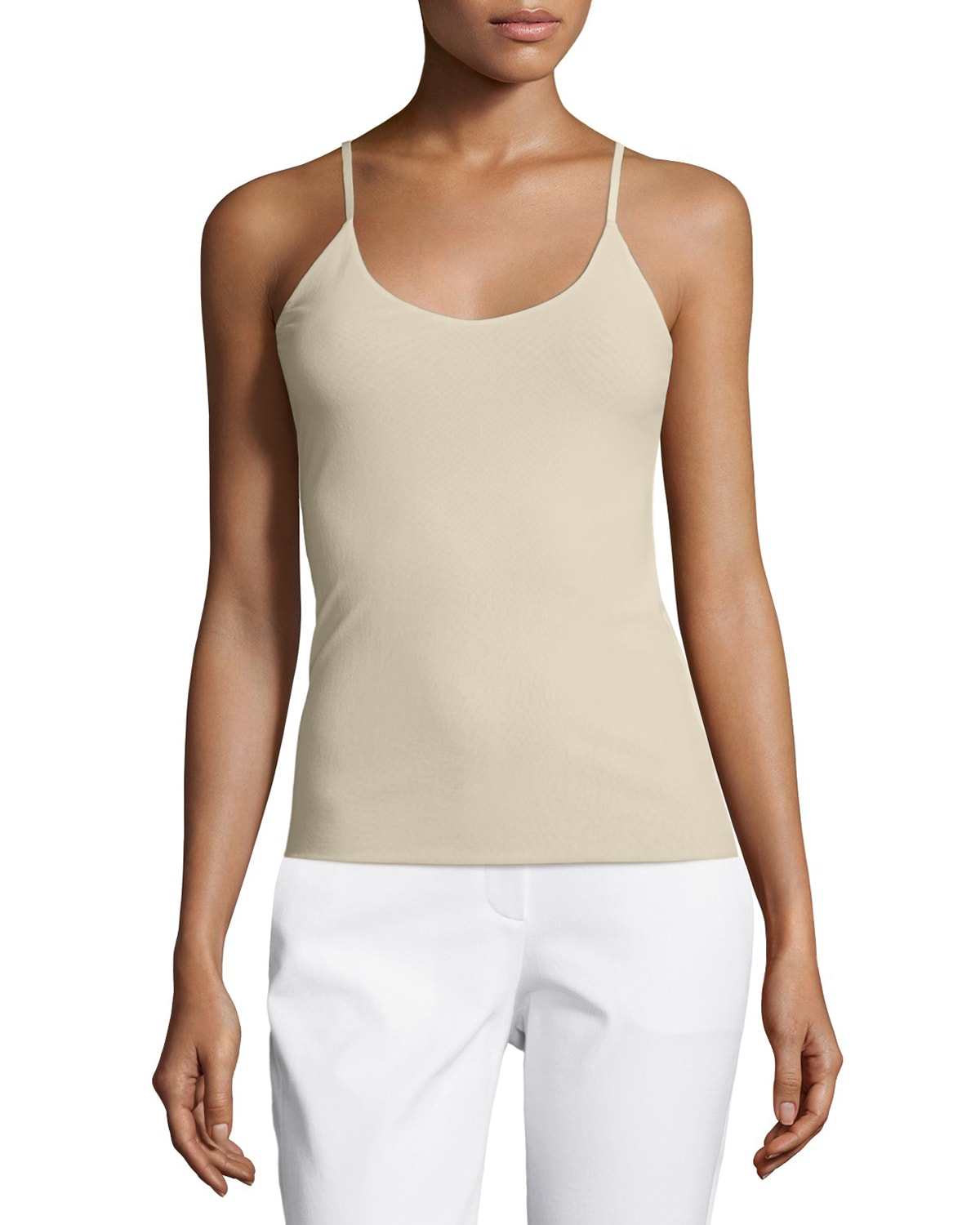 Shop Lafayette 148 Mesh Jersey V-neck Tank In Khaki