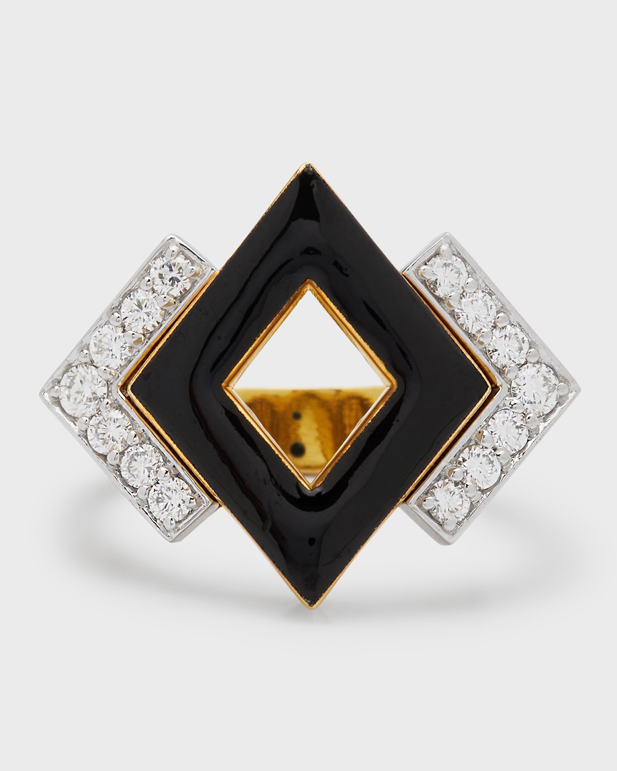 David Webb 18k Gold & Platinum Double Diamond Ring, Size 6.5