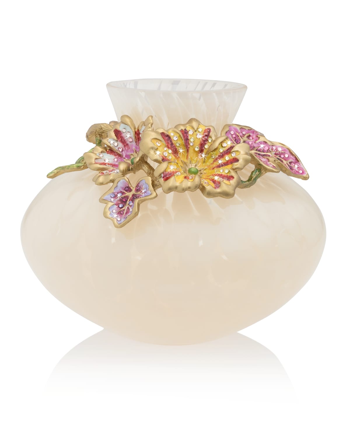 Shop Jay Strongwater Flora Leaf And Flower Vase In Multi