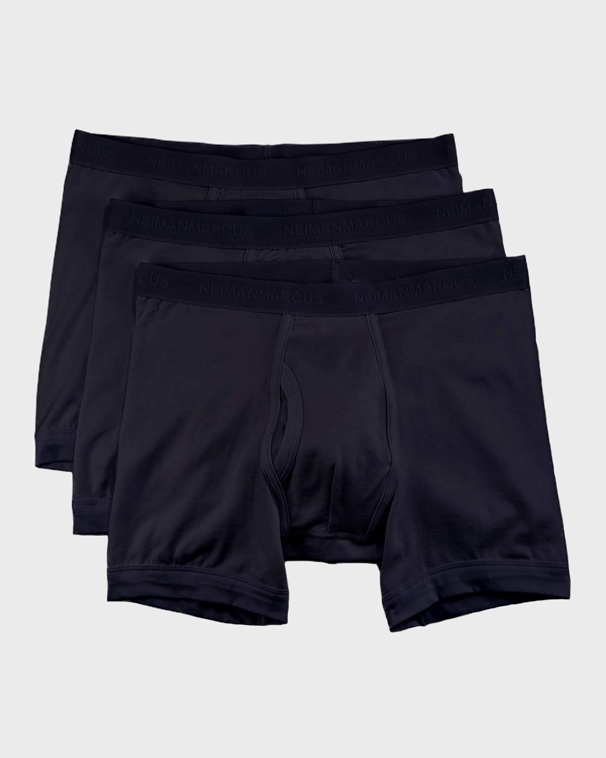 Neiman Marcus Men's 3-pack Tagless Cotton Stretch Boxer Briefs In Black