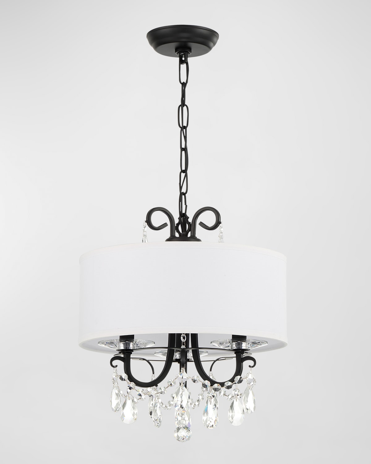 Shop Crystorama Othello 3-light Clear Crystal Polished Chrome Mini Chandelier With Drum Shade In Matte Black