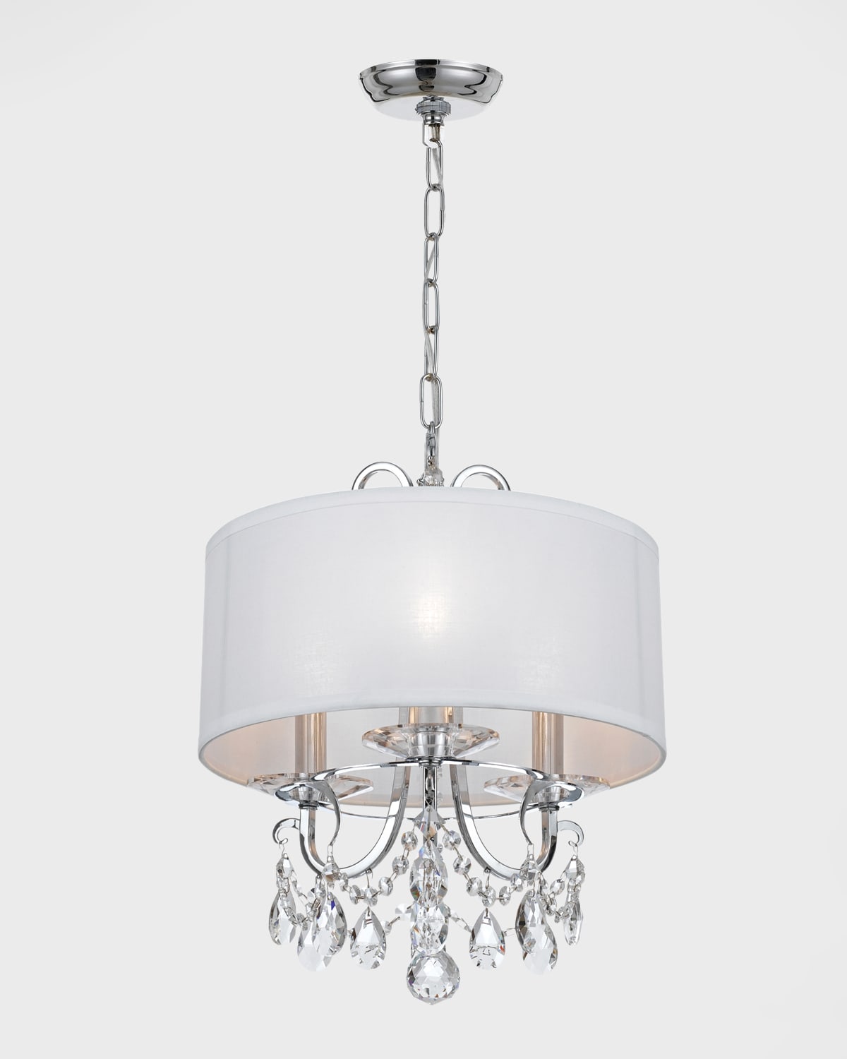 Shop Crystorama Othello 3-light Clear Crystal Polished Chrome Mini Chandelier With Drum Shade In Silver