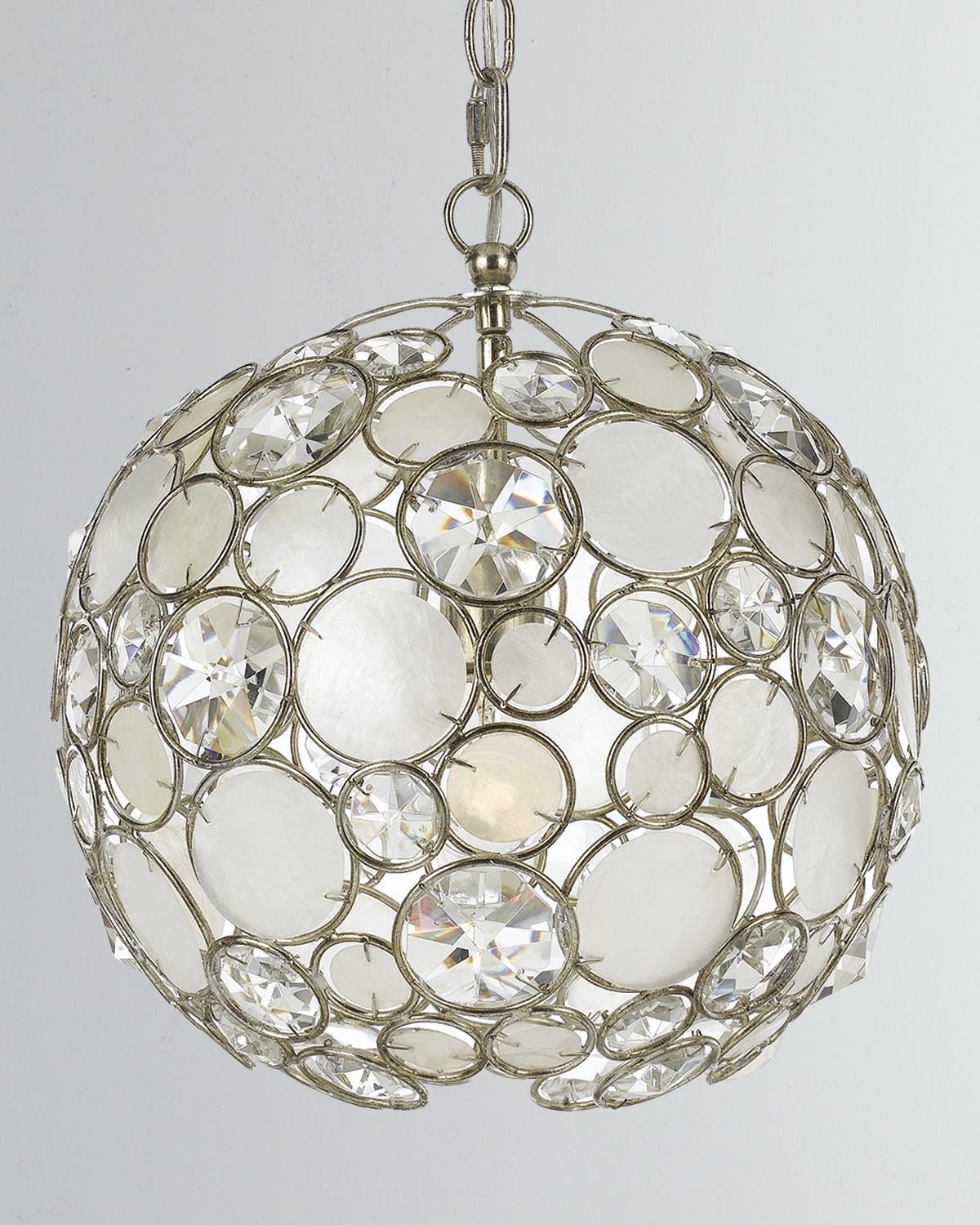 Shop Crystorama Palla 1-light Antiqued Silver Sphere Mini Chandelier
