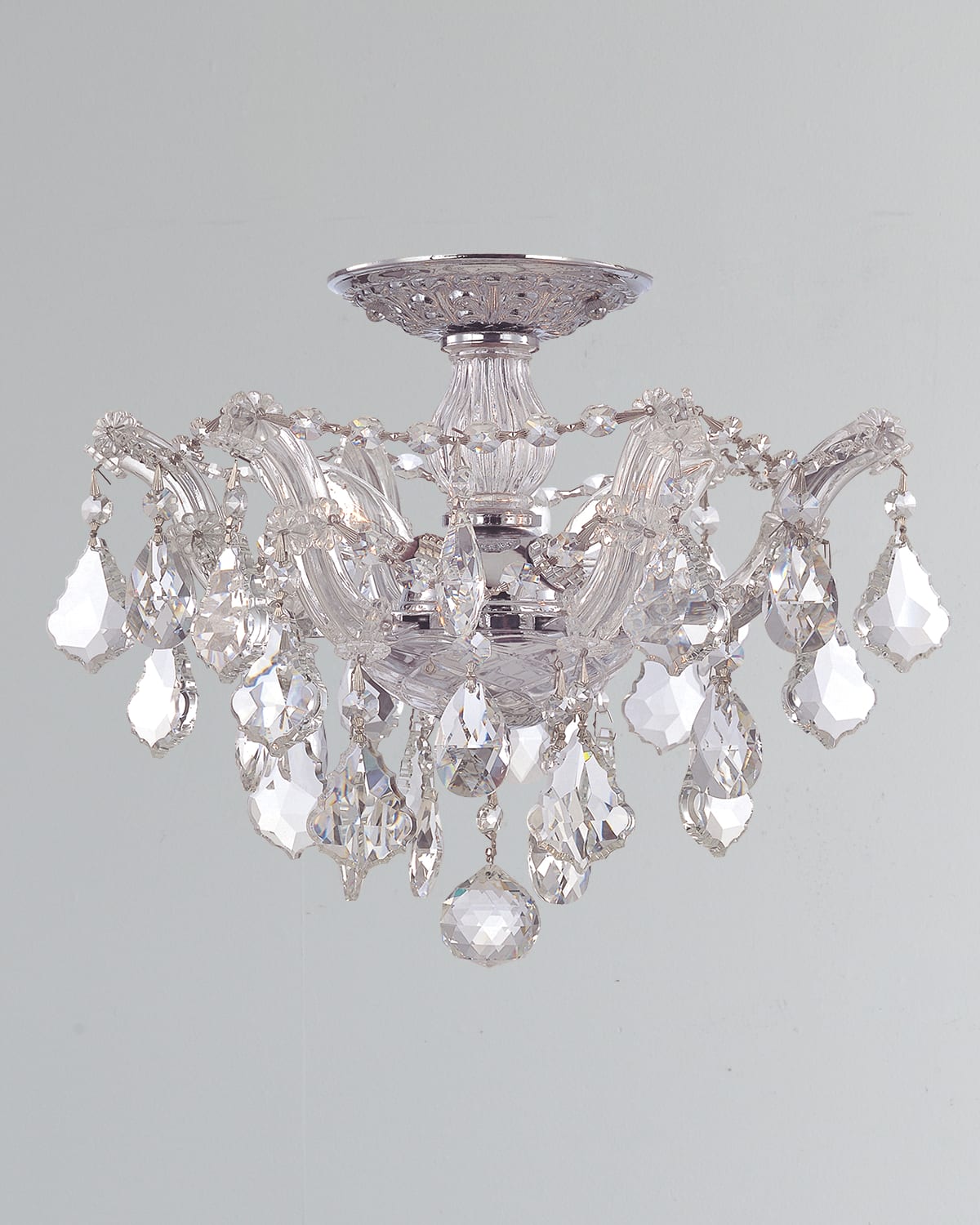 Shop Crystorama Maria Theresa Hand-cut 3-light Clear Crystal Semi Flush In Silver
