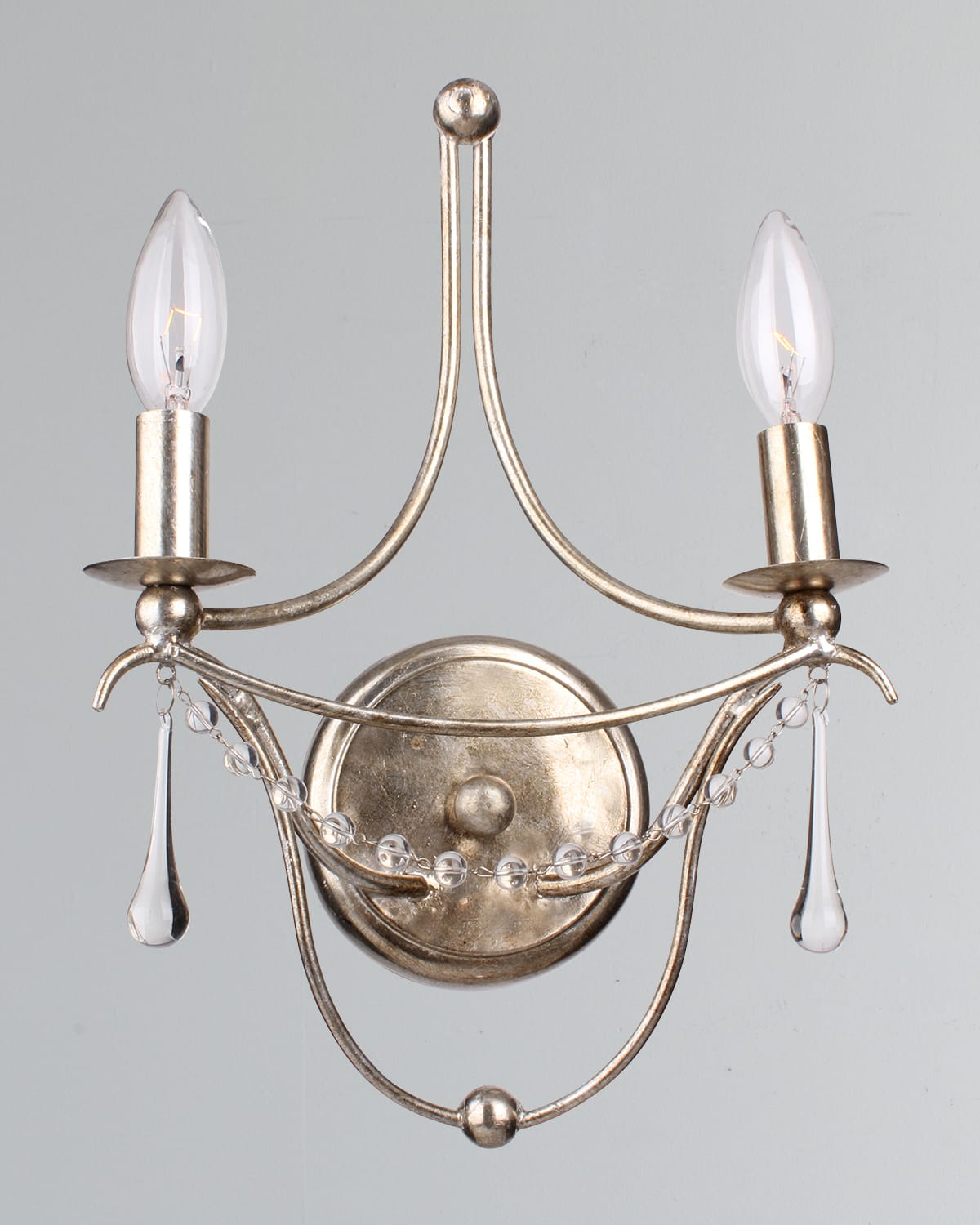 Shop Crystorama Metro 2-light Antiqued Silver Sconce