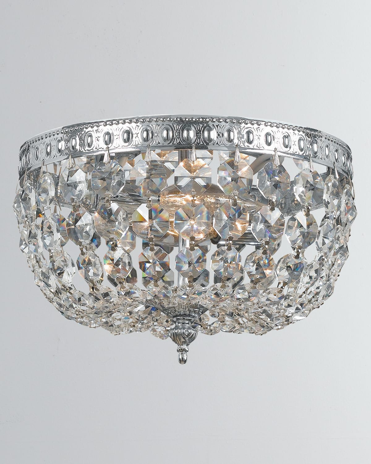 Shop Crystorama 2-light Clear Crystal Chrome Ceiling Mount In Silver