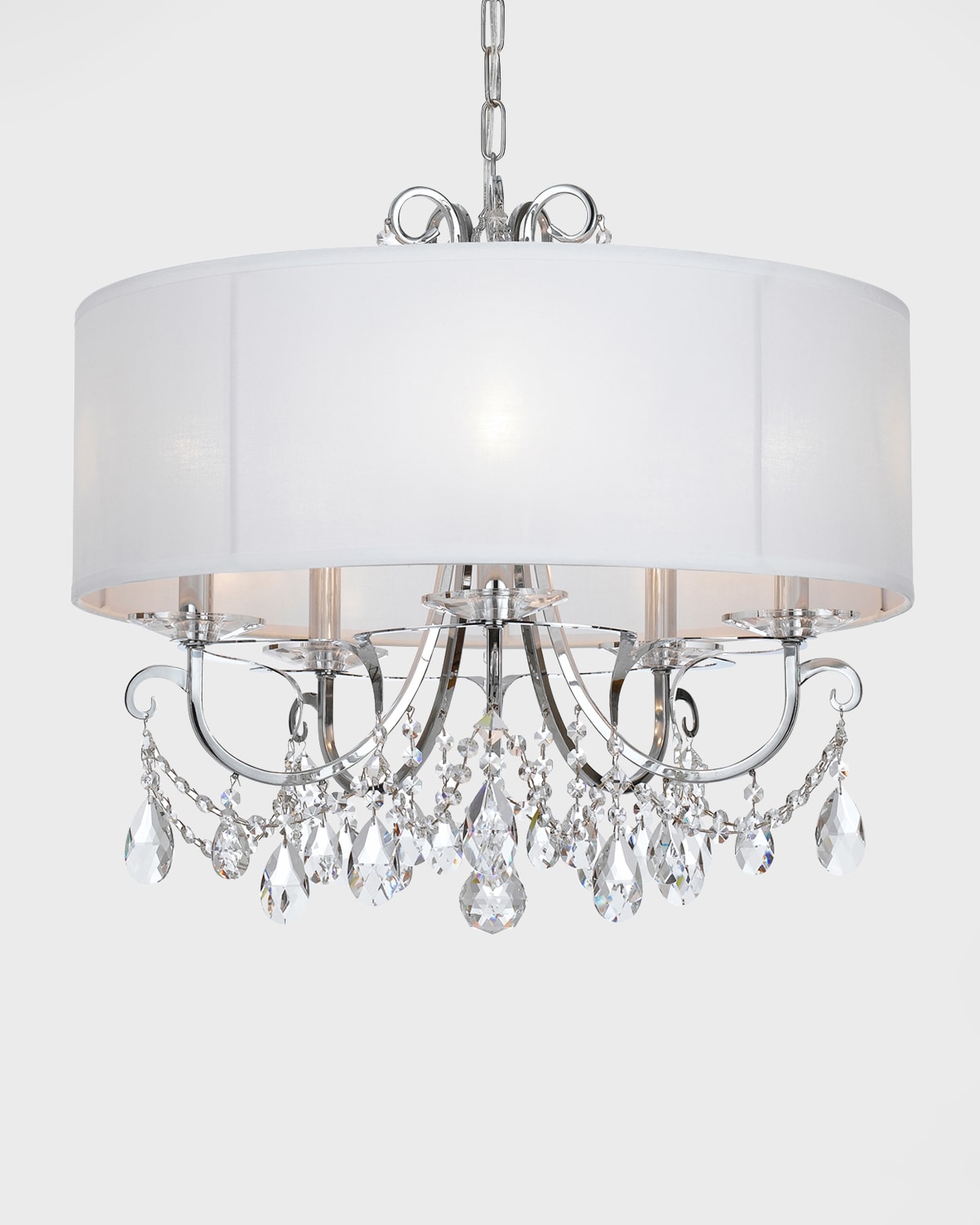 Othello 5-Light Clear Crystal Polished Chrome Chandelier with Drum Shade