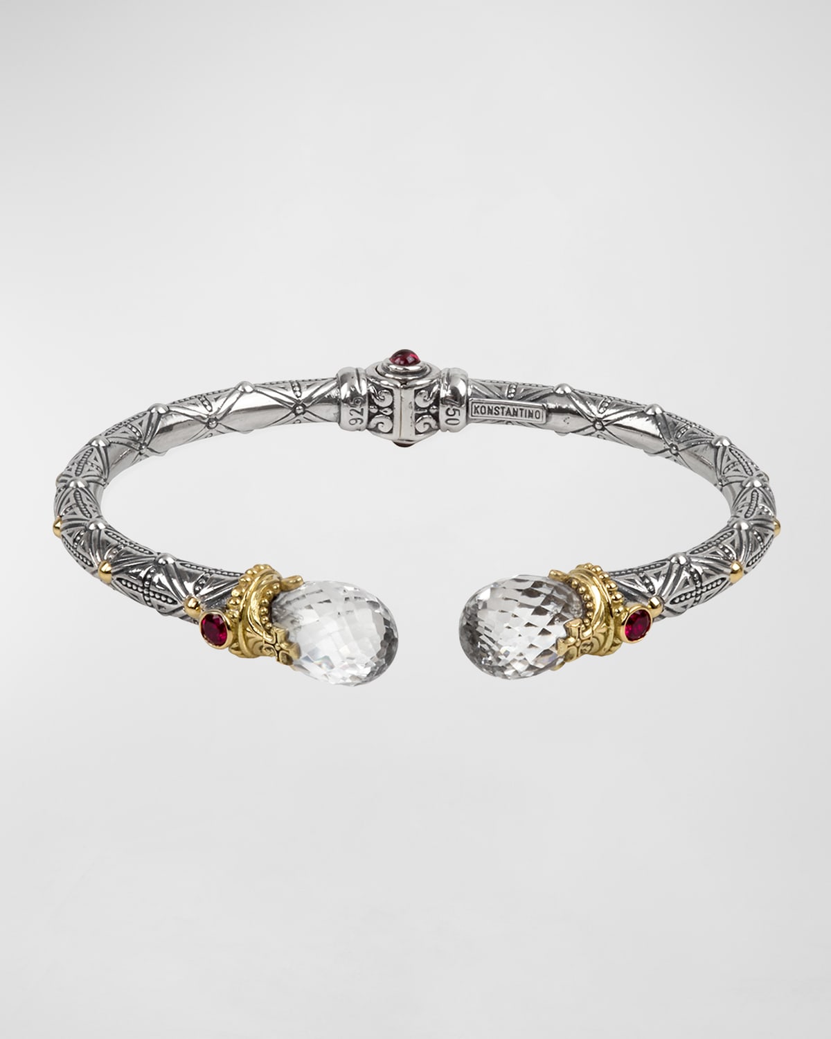 Konstantino Pythia Crystal Corundum & Garnet Kick Cuff Bracelet In Silver