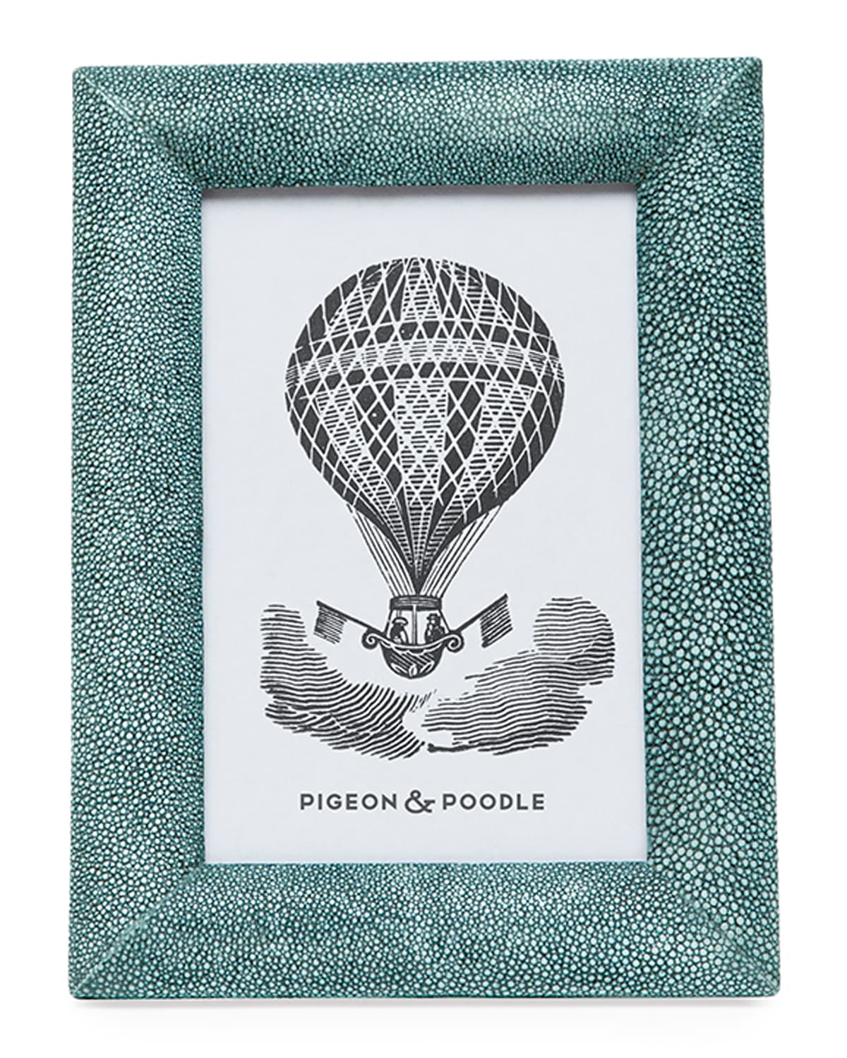 Shop Pigeon & Poodle Oxford Faux-shagreen Picture Frame, 4" X 6" In Turquoise