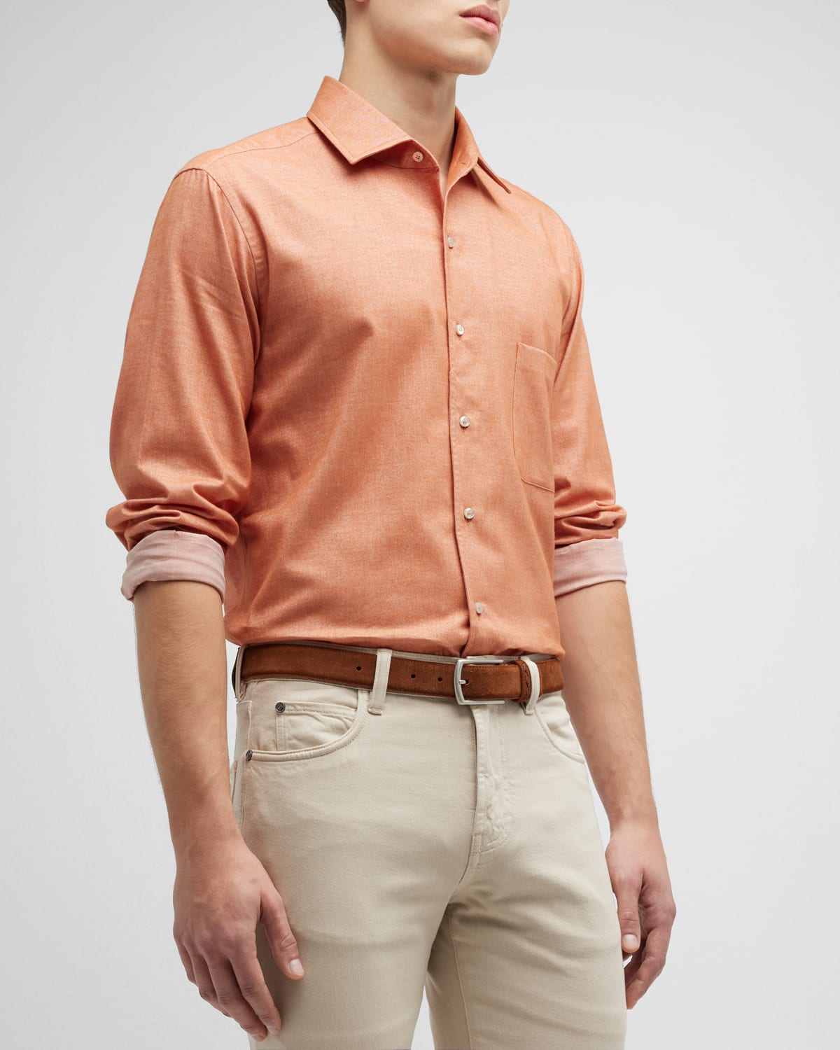 Shop Loro Piana Andre Button-down Shirt In Pale Orange