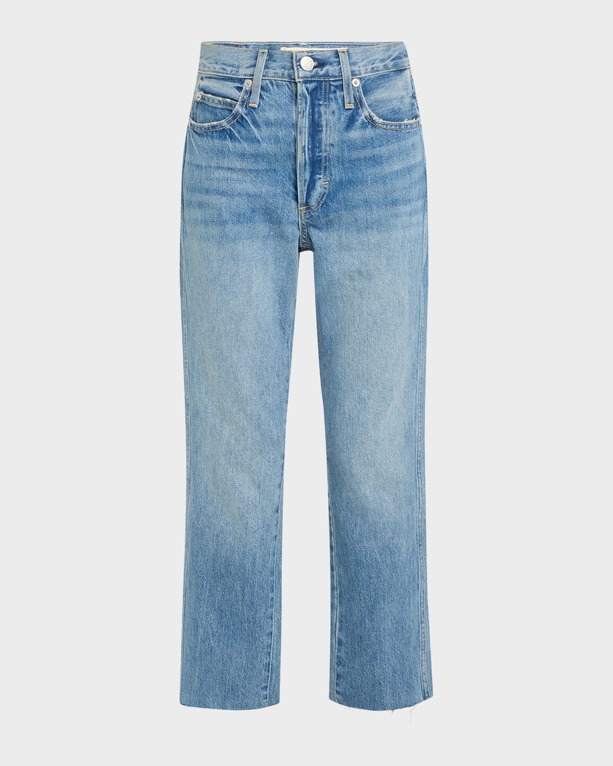 Amo Denim Loverboy High-rise Cropped Jeans With Frayed Hem