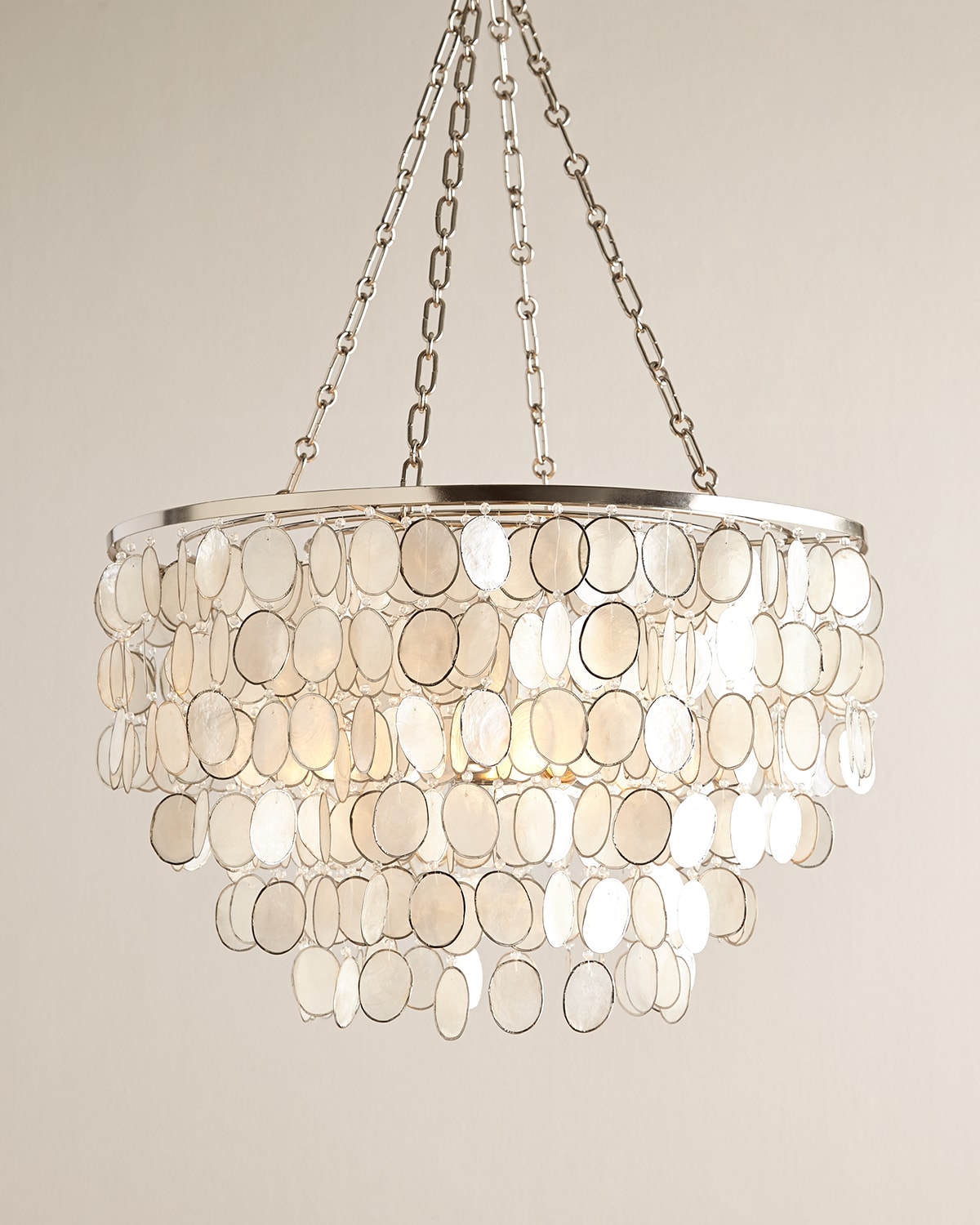 Neiman Marcus Aurora 3-light Chandelier In Wht/slvr