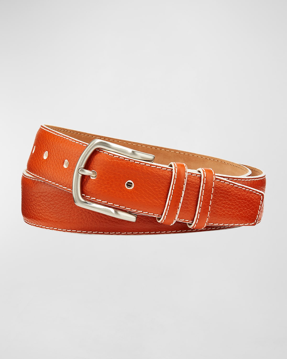 Shop W. Kleinberg Men's South Beach Pebbled Leather Belt In Orange