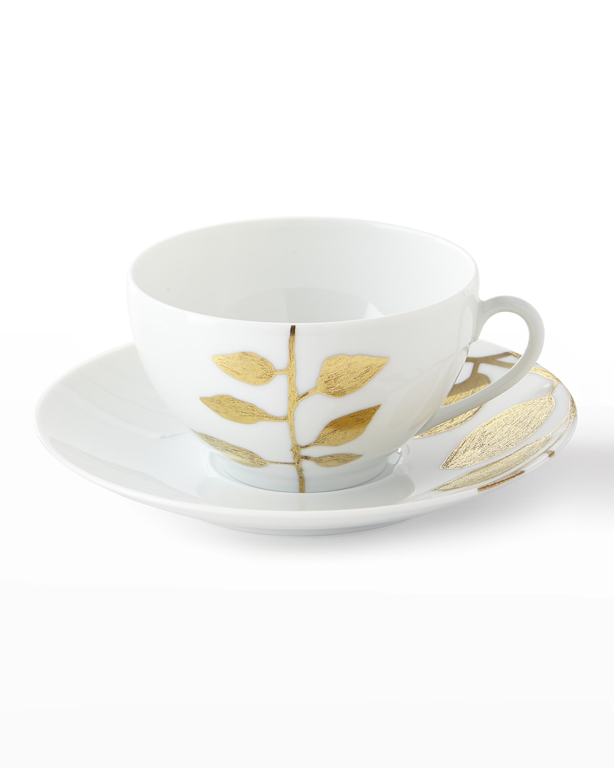 Haviland & Parlon Daphne White Gold-leaf Breakfast Cup & Saucer In Brown
