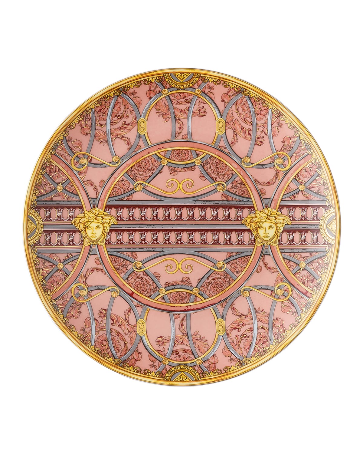 Shop Versace La Scala Del Palazzo Dinner Plate In Rosa