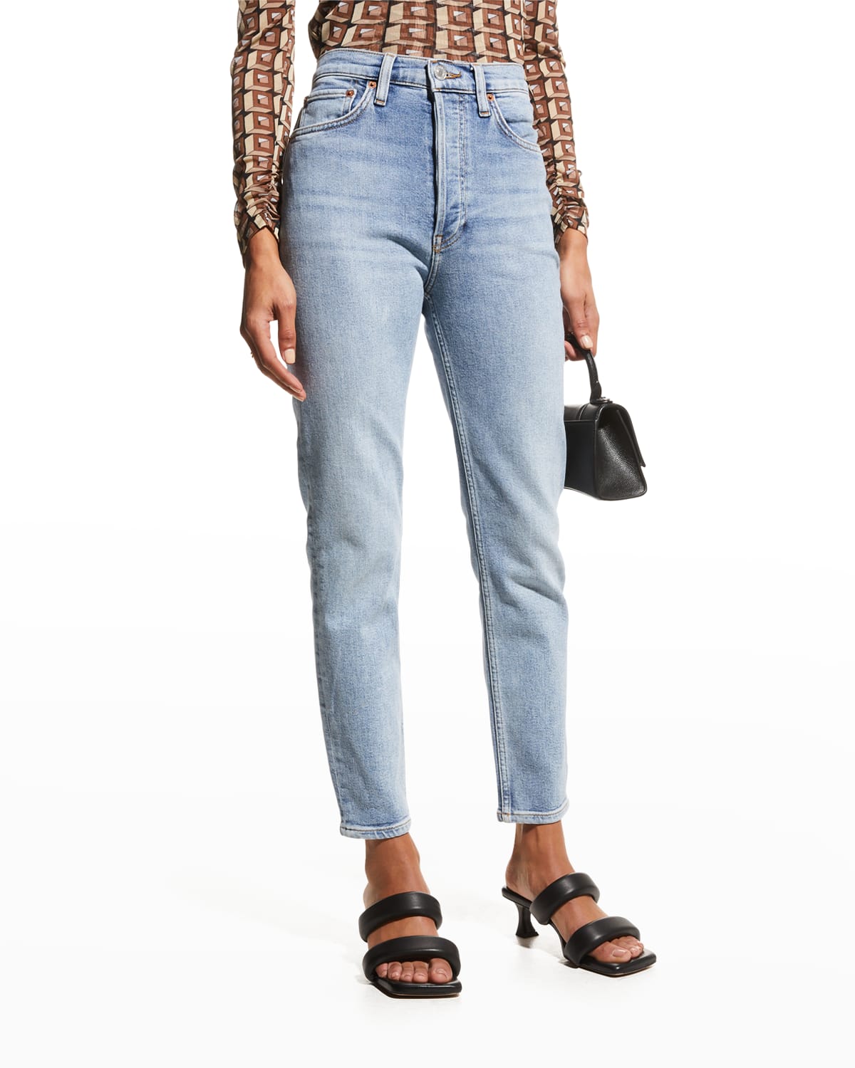 Re/done Originals Comfort Stretch High Waist Ankle Crop Jeans In Mid 90s