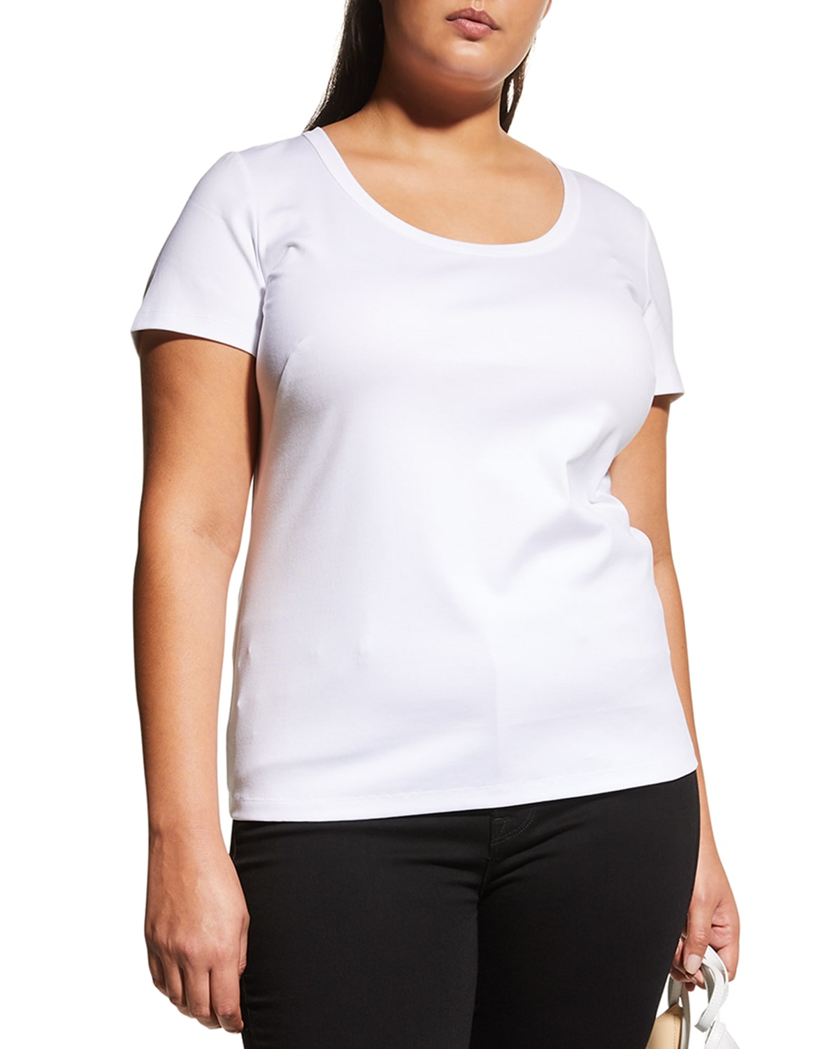 Lafayette 148 Plus Size Short-sleeve Cotton Tee In White