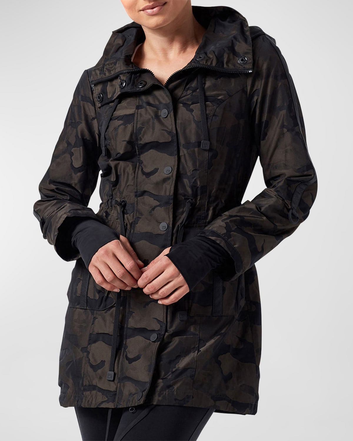 Shop Blanc Noir Camo-print Hooded Anorak Jacket