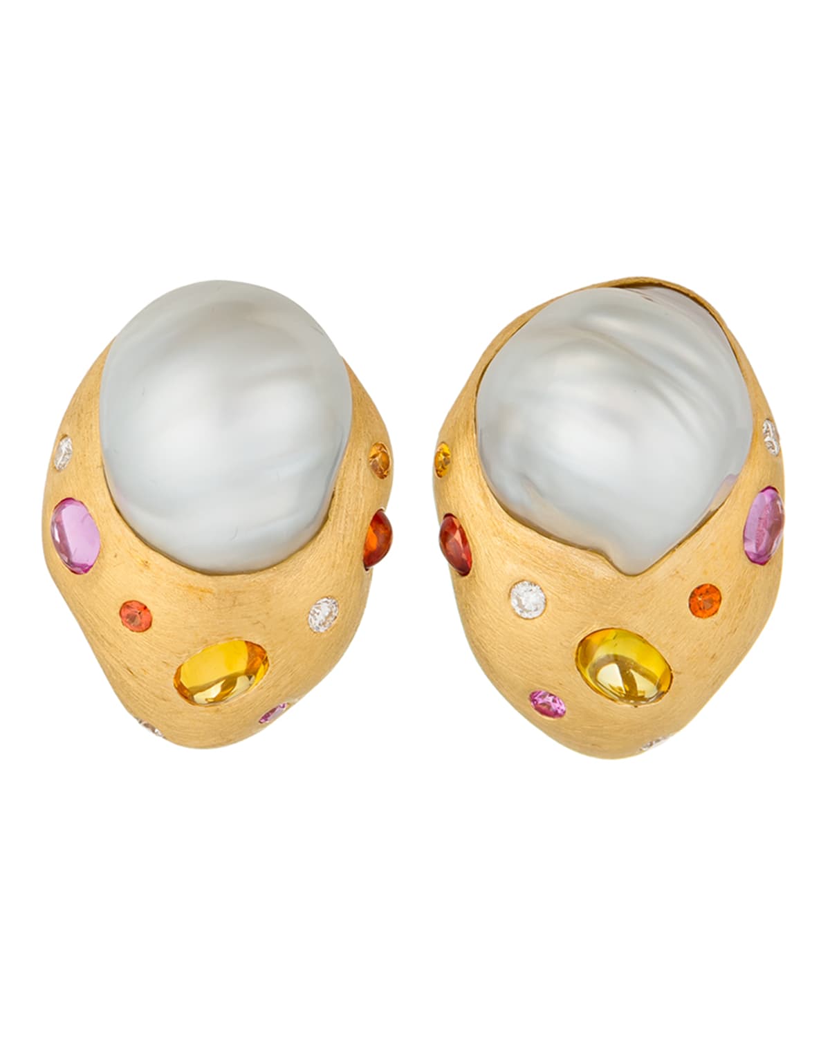 Margot McKinney Jewelry 18k Pink Gold Drop Earrings w/ Pearls