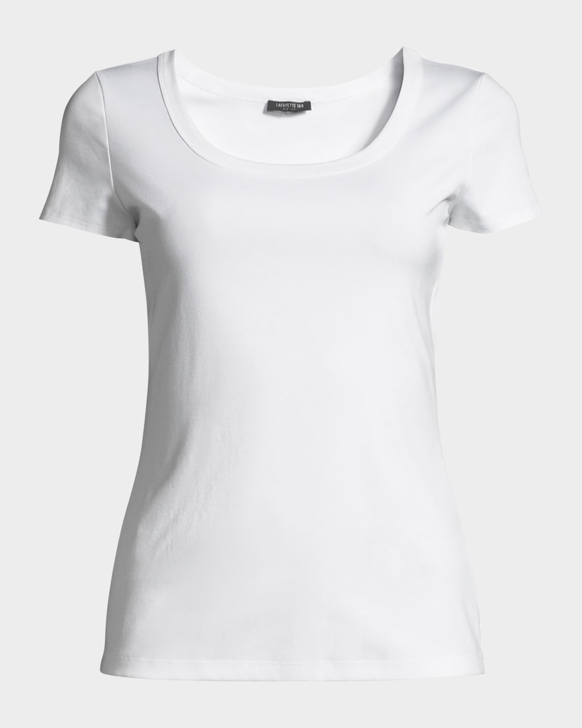 Shop Lafayette 148 Cotton-stretch Basic Tee In White