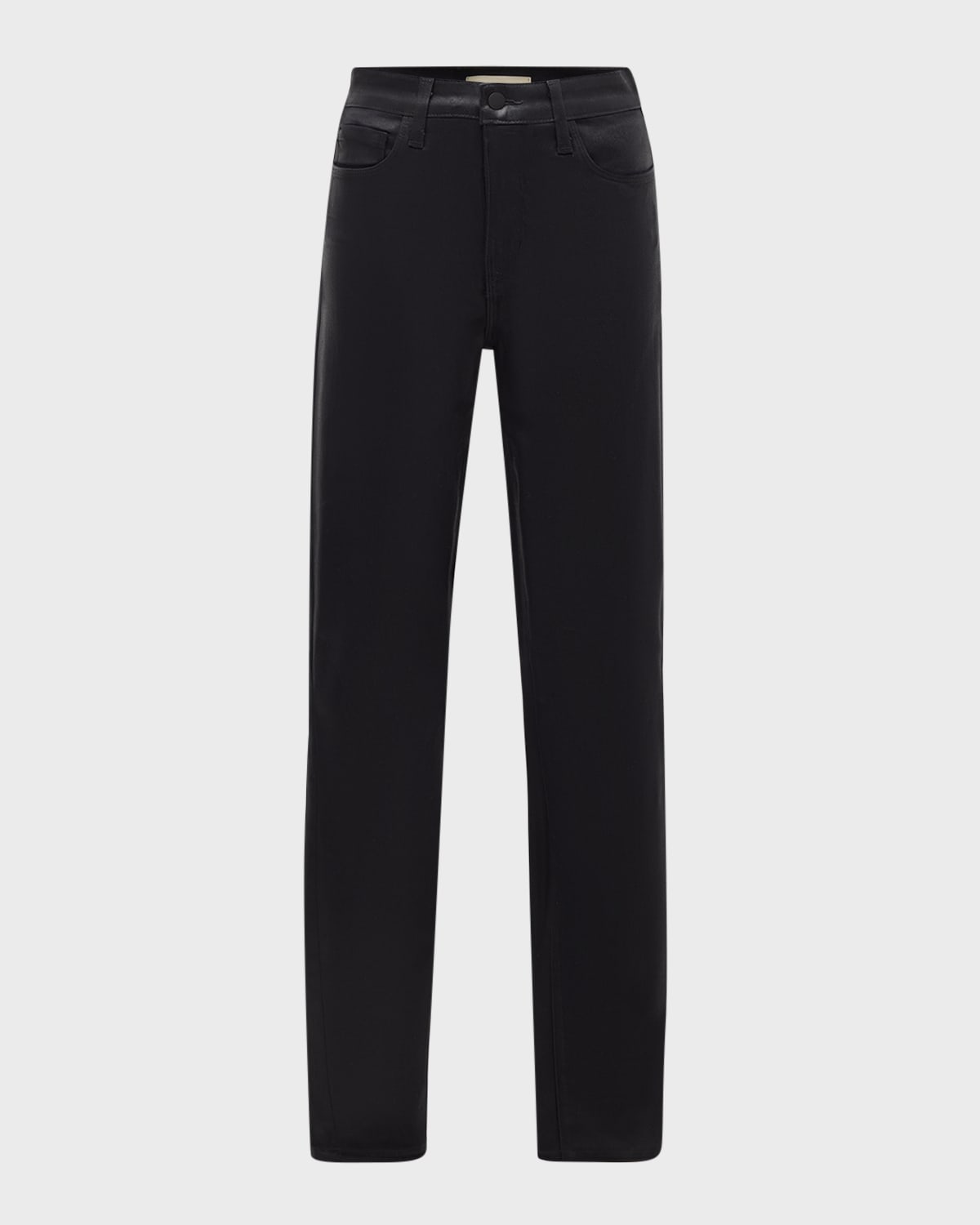 Shop L Agence Marguerite Coated Modal Denim High-rise Skinny Jeans In Black