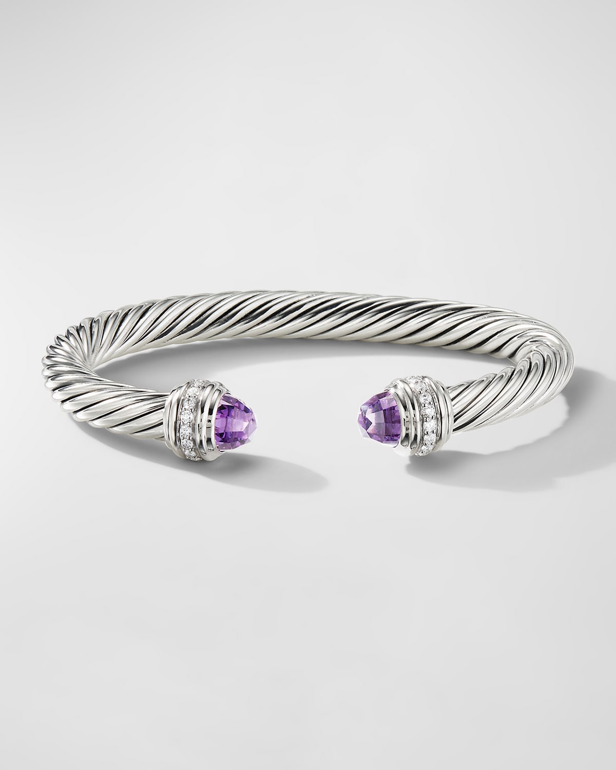 7mm Cable Bracelet with Diamonds & Amethyst