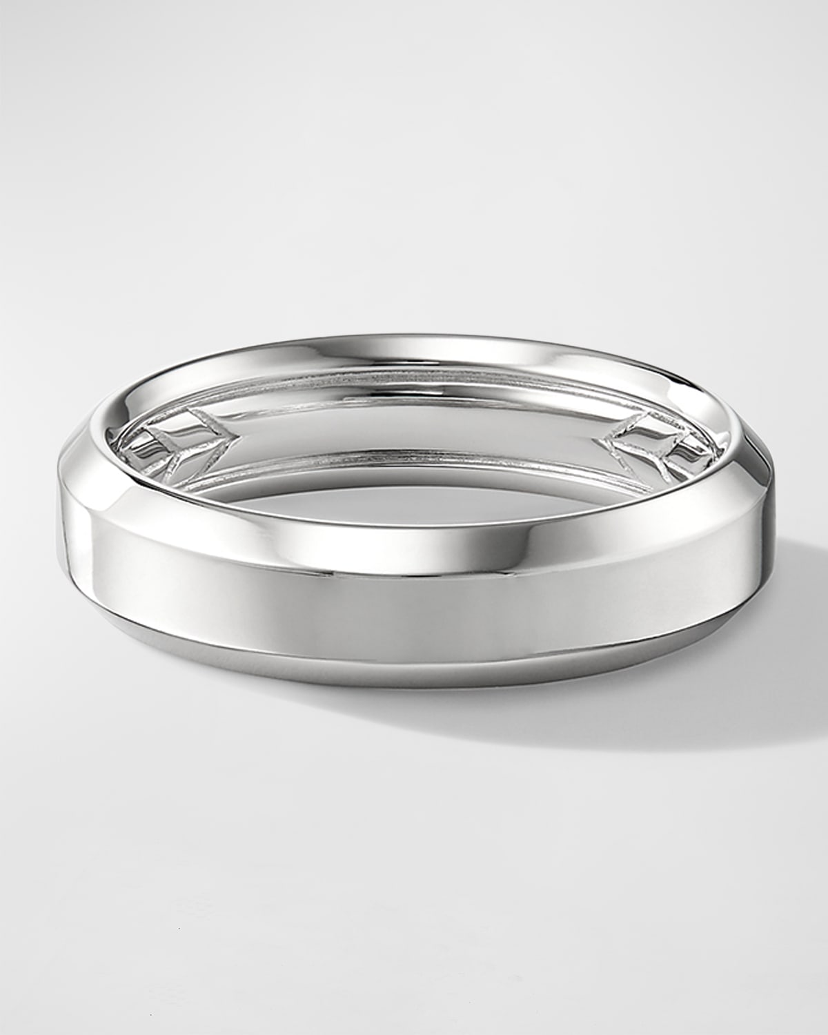 David Yurman Men's Beveled Band Ring In 18k White Gold, 6mm