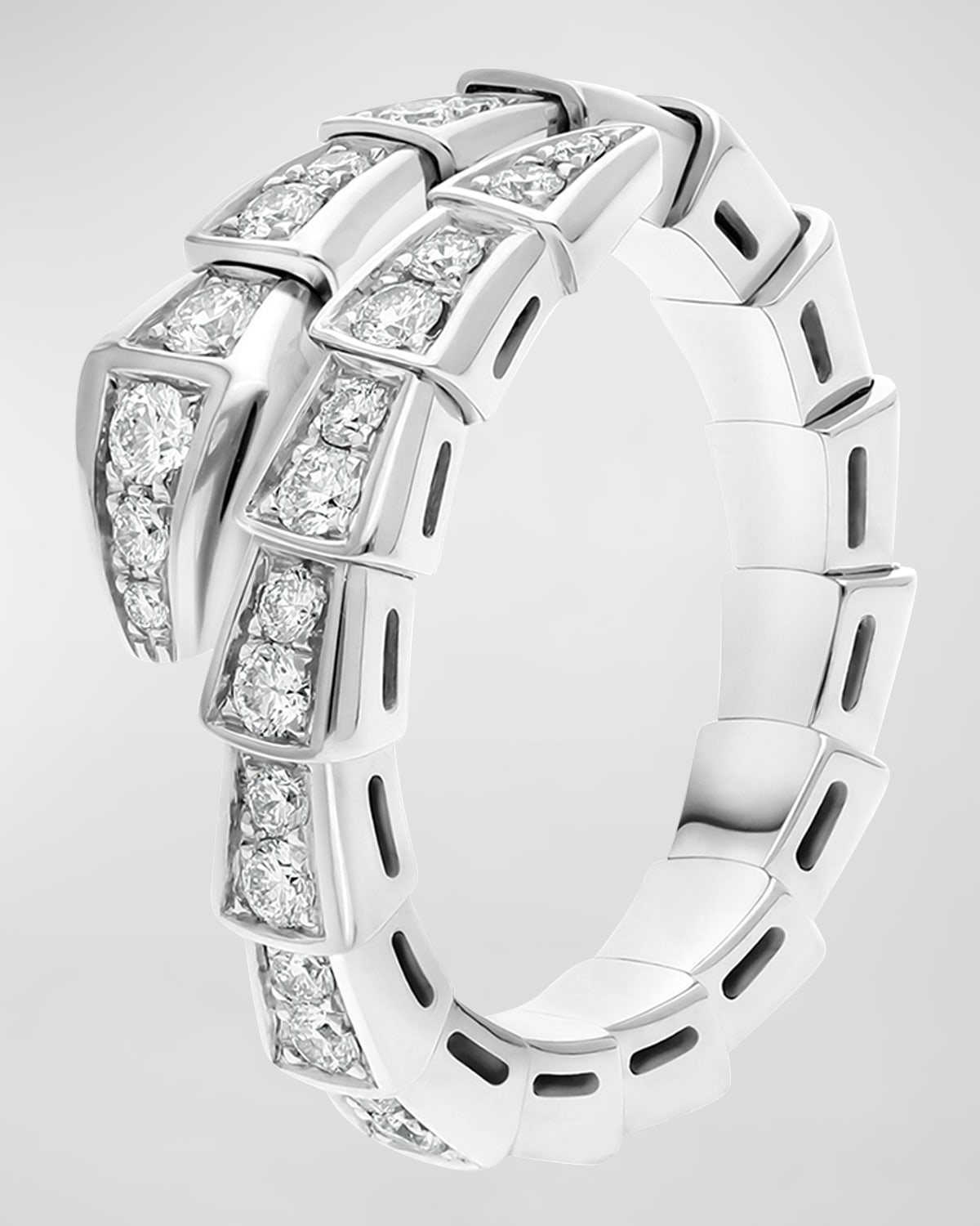 18k White Gold Serpenti Diamond Viper Ring, Size M