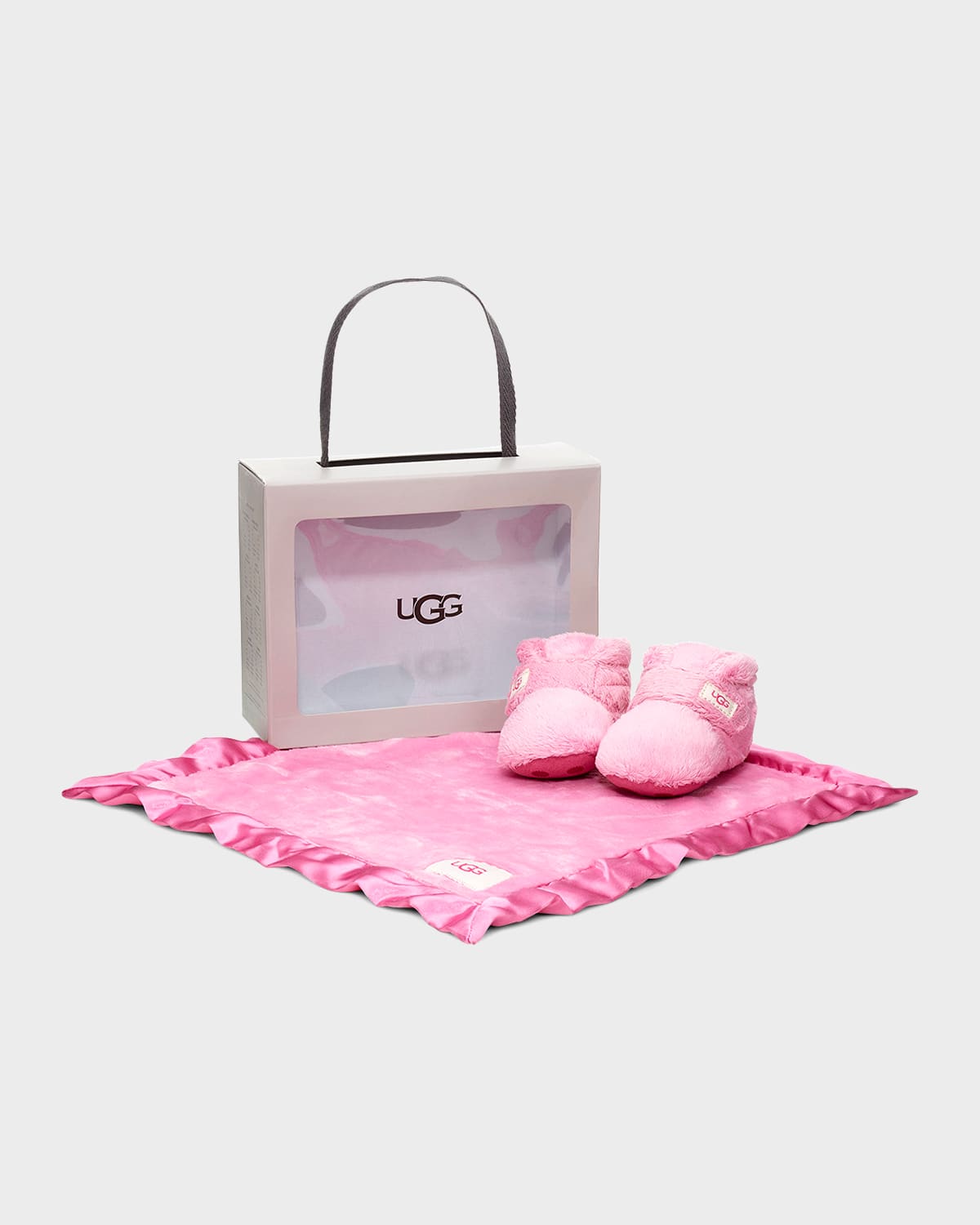 Shop Ugg Girl's Bixbee Booties & Lovey Baby Blanket Set In Pink