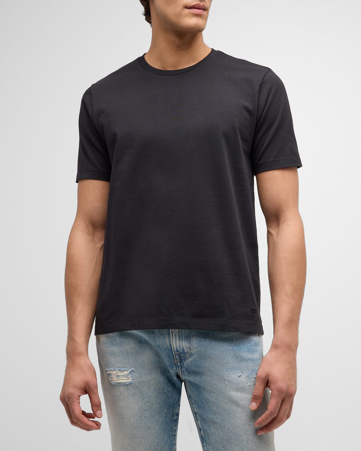 Shop Frame Men's Heavyweight Cotton Crewneck Classic Fit T-shirt In Black