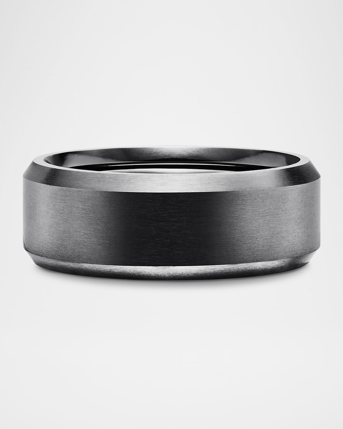 Men's Streamline Beveled Band Ring in Black Titanium, 8.5mm