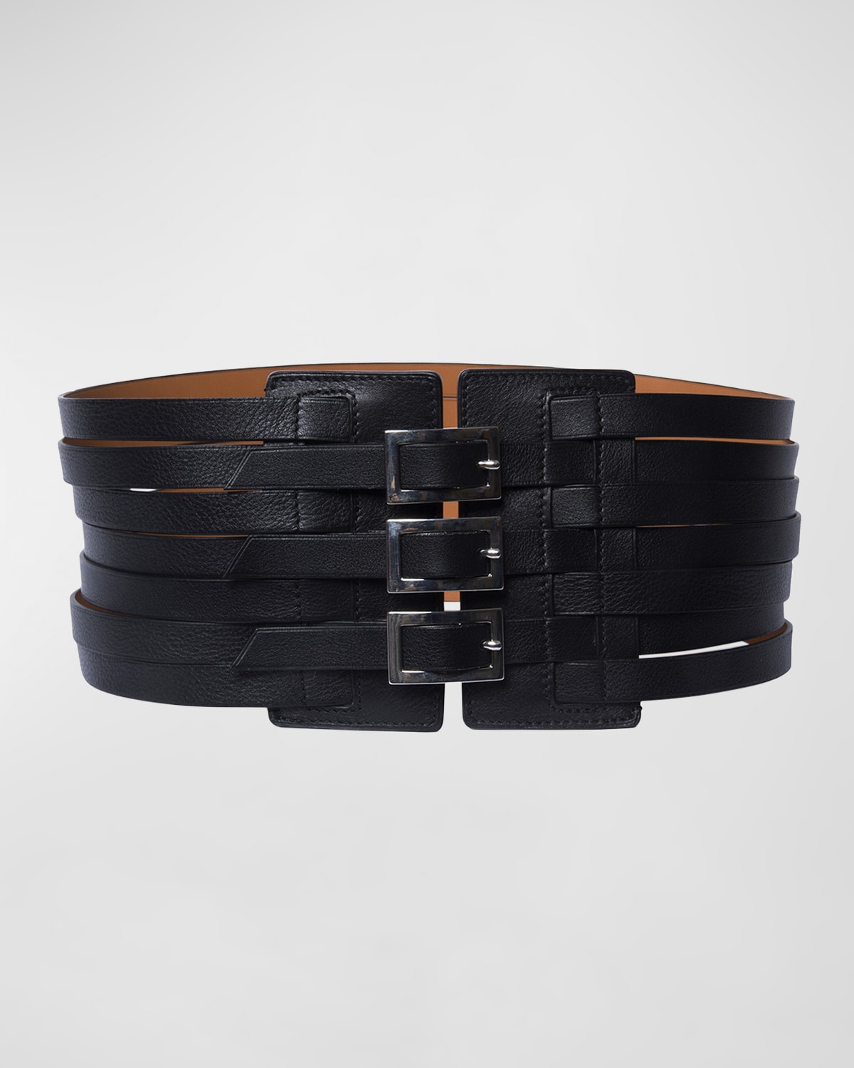 Vaincourt Paris Strap Leather Waist Belt In Black