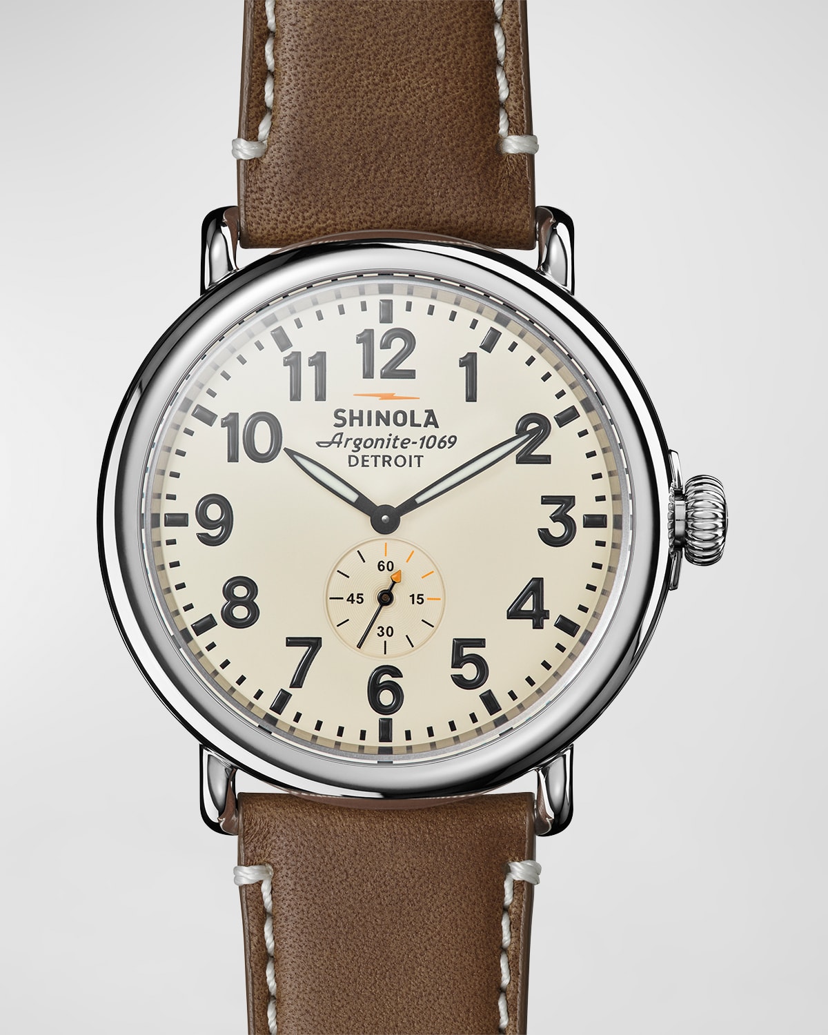 Men's 47mm Runwell Men's Watch, Cream/Dark Brown