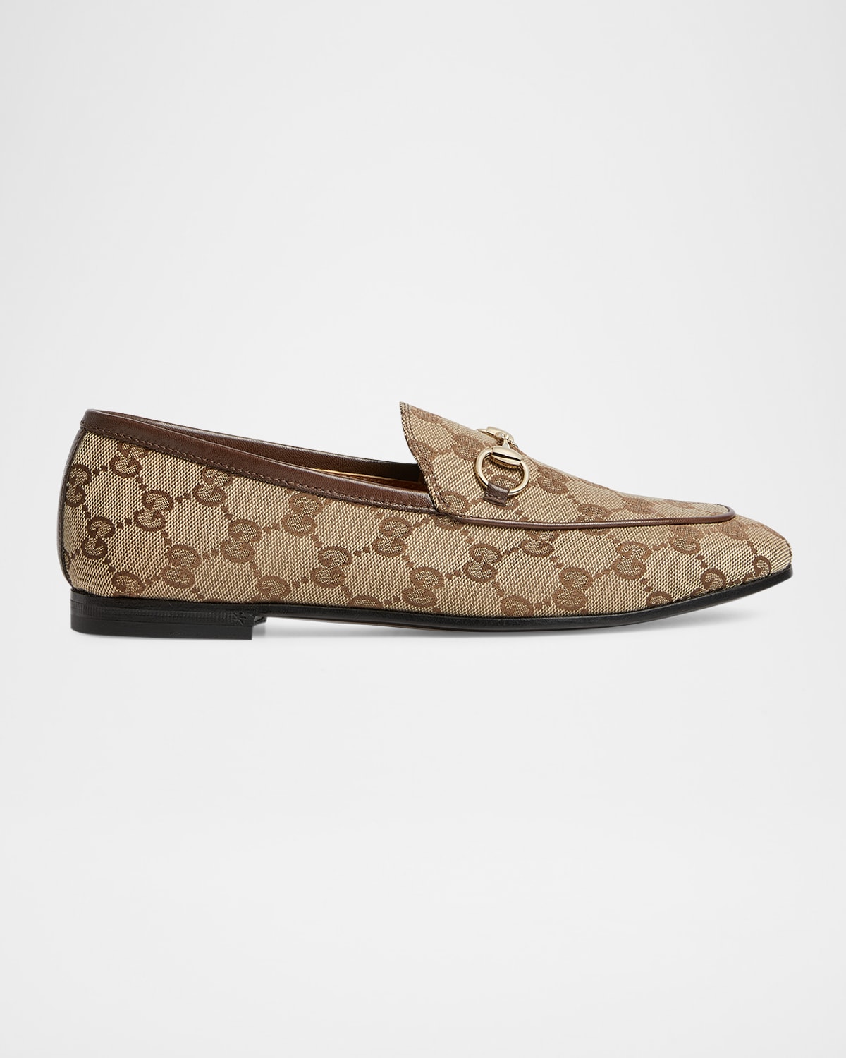 Shop Gucci Gg Canvas Flat Loafers In Beige Ebony