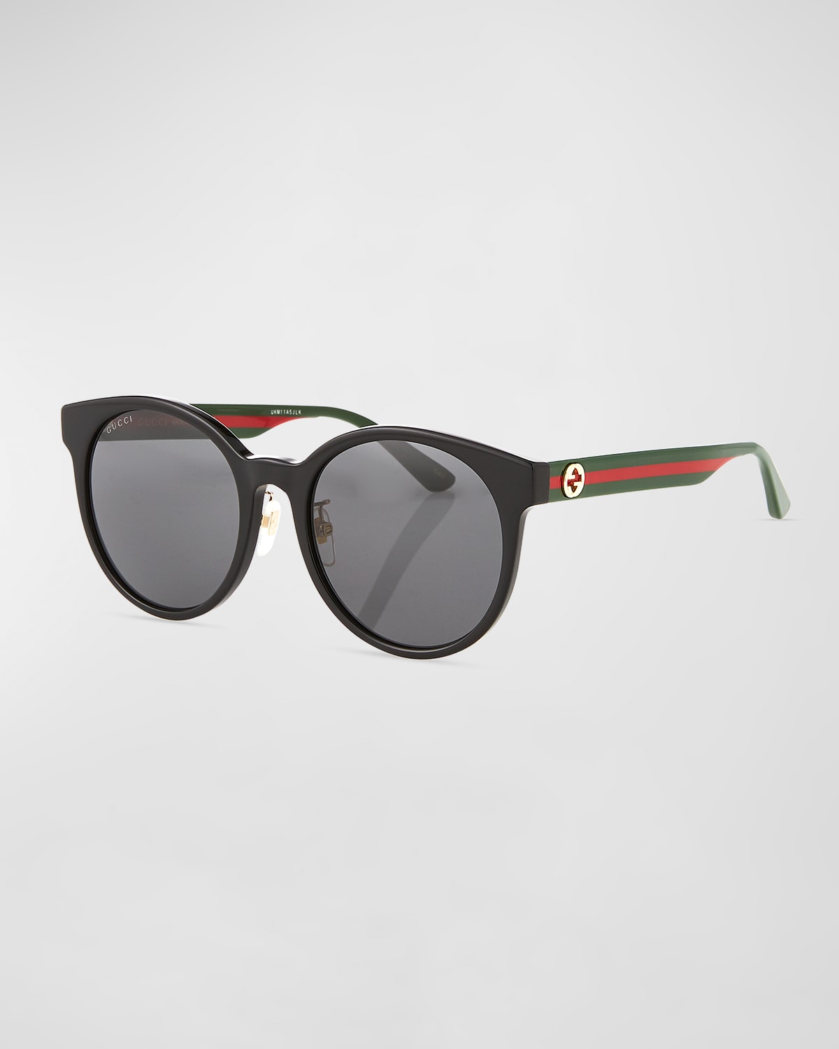 Shop Gucci Round Web-arms Acetate Sunglasses In Black Green Red