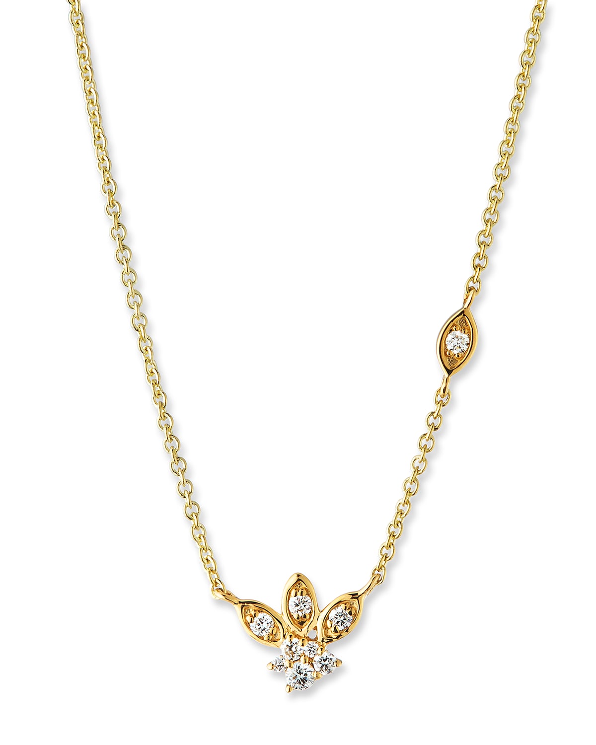 Sydney Evan 14k Gold Diamond Marquise Petal Pendant Necklace
