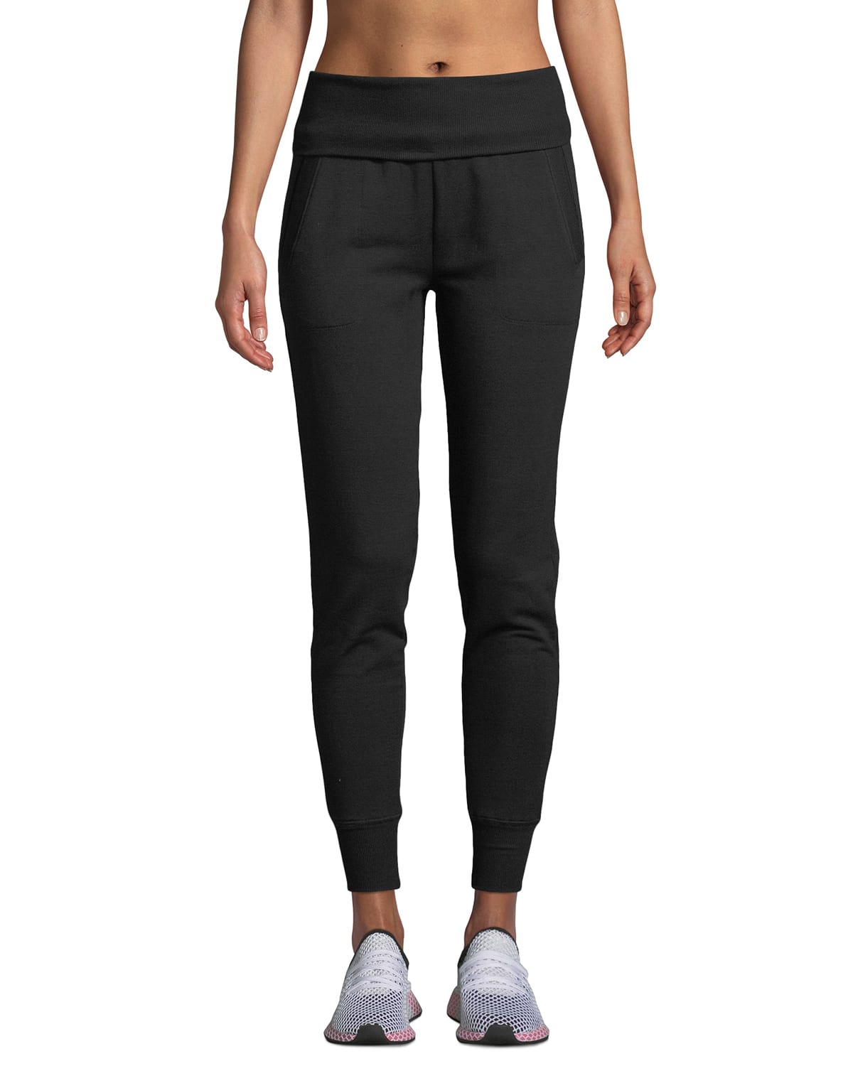 Beyond Yoga Cozy Fleece Foldover Sweatpant in Black