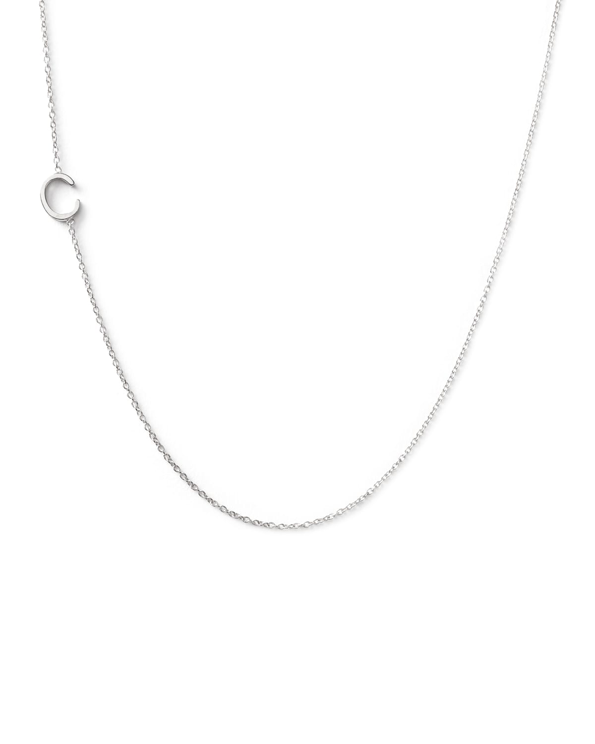Maya Brenner Designs 14k White Gold Mini Letter Necklace In C