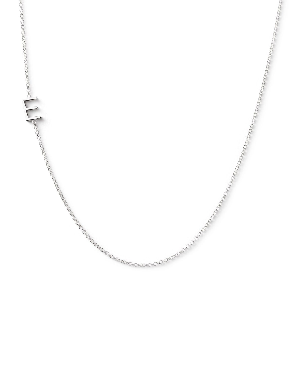 Maya Brenner Designs 14k White Gold Mini Letter Necklace In E